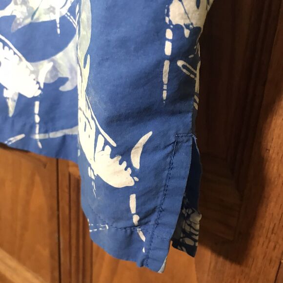 Rum Reggae Hawaiian Shirt Men L Blue Batik Swordfish All Over Print SS Button Up - Picture 5 of 9